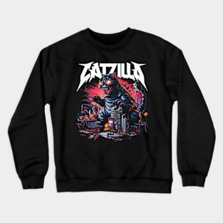 Metal Mayhem: Catzilla's Cataclysmic Conquest! Crewneck Sweatshirt